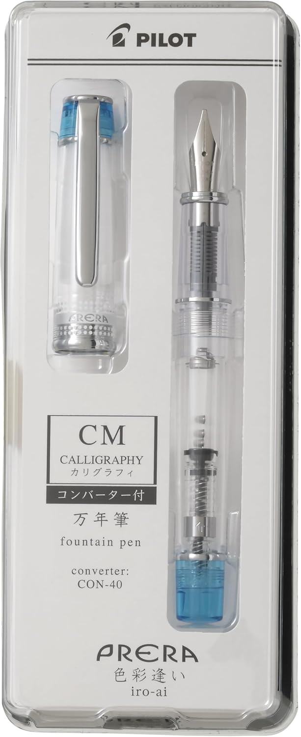 PILOT PFPR1TLBCM Prera Fountain Pen, Color Discount, CM, Calligraphy, Transparent Light Blue