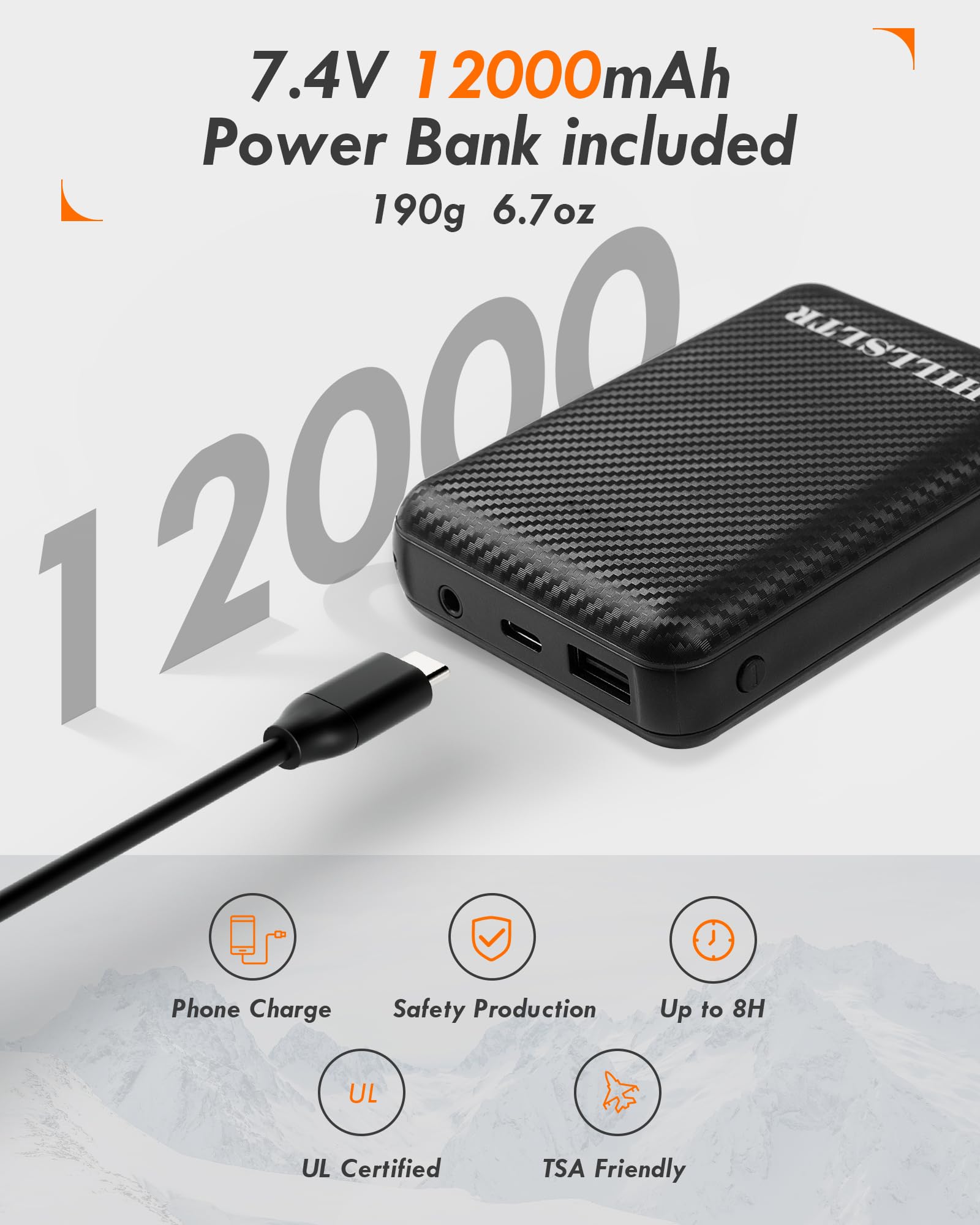 Beheizbare Weste, Fleece Heizweste Damen mit Powerbank 7.4V 12000mAh, Heizweste mit 8 Heizzonen, Beheizte Weste mit 3 Temperatur, Wärmeweste für Ski/Motorrad