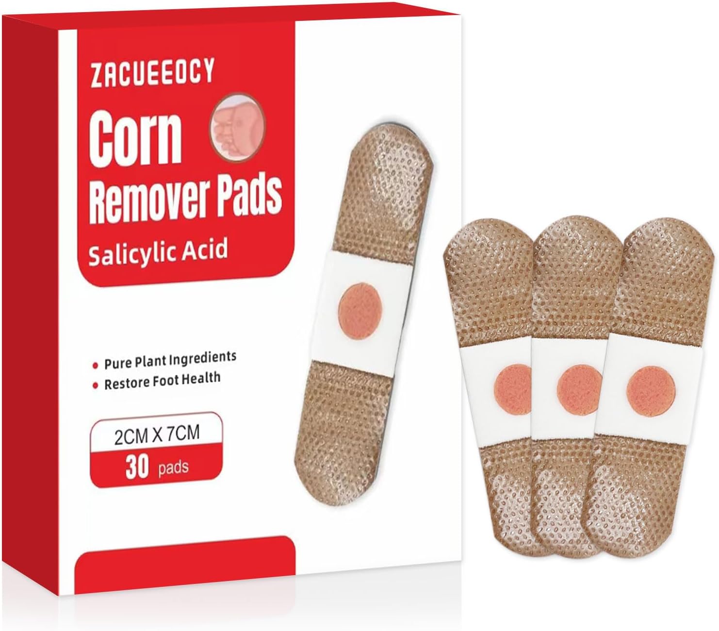 Wart Corn Remover Pads for Feet: 30 Pack 40% Salicylic Acid Extra Strength Treatment - Fast Effective Wart Corn Remover Bandages for Kids Adults Seniors Teens Athletes Runners Hikers Workers Men Women