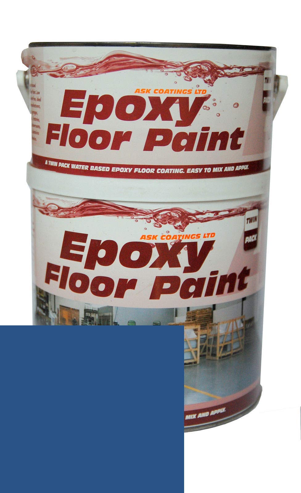 Epoxy Resin Floor Paint by Ask Coatings. for Garage, Industrial and Domestic. 2.5L (Dark Blue)