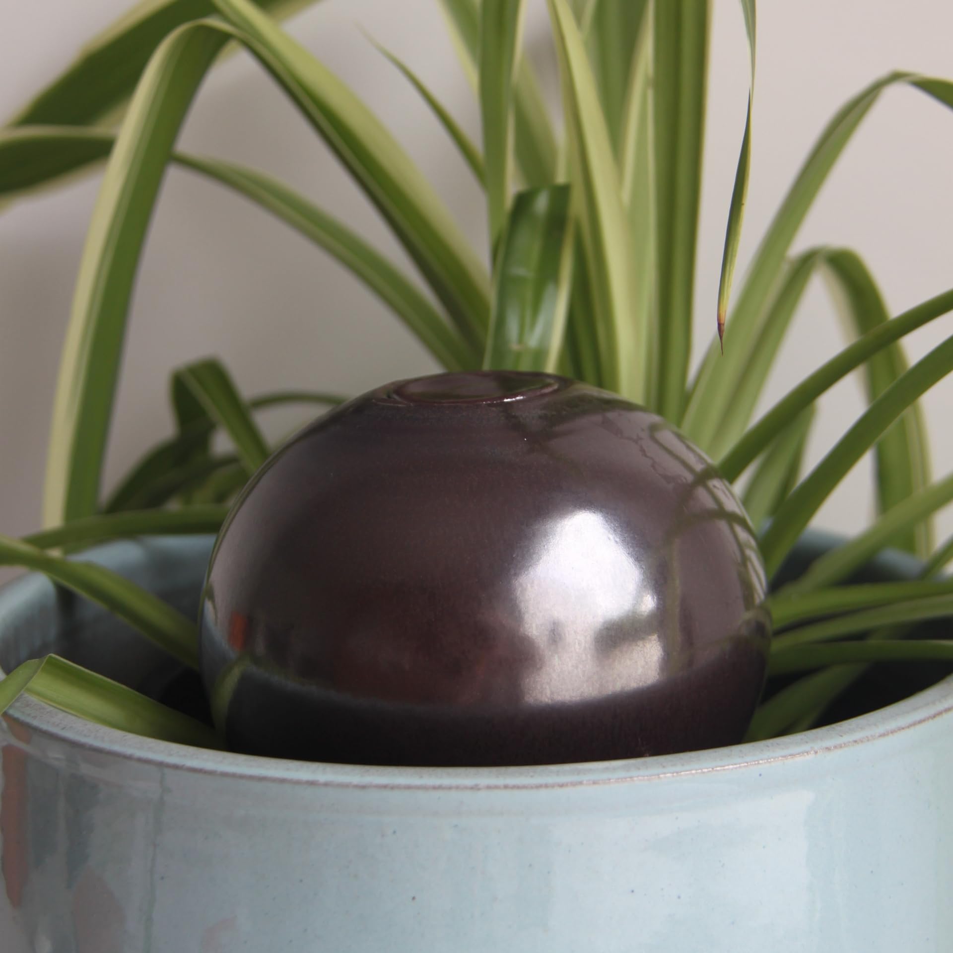 Ollas Lutton Olla Terre Cuite à Planter 40cl| Arrosage Autonome pour Plantes d'Extérieur Ecologique & Economique | Système d'Irrigation Naturel | Autonomie 3 Jours | Ollals métalique argenté