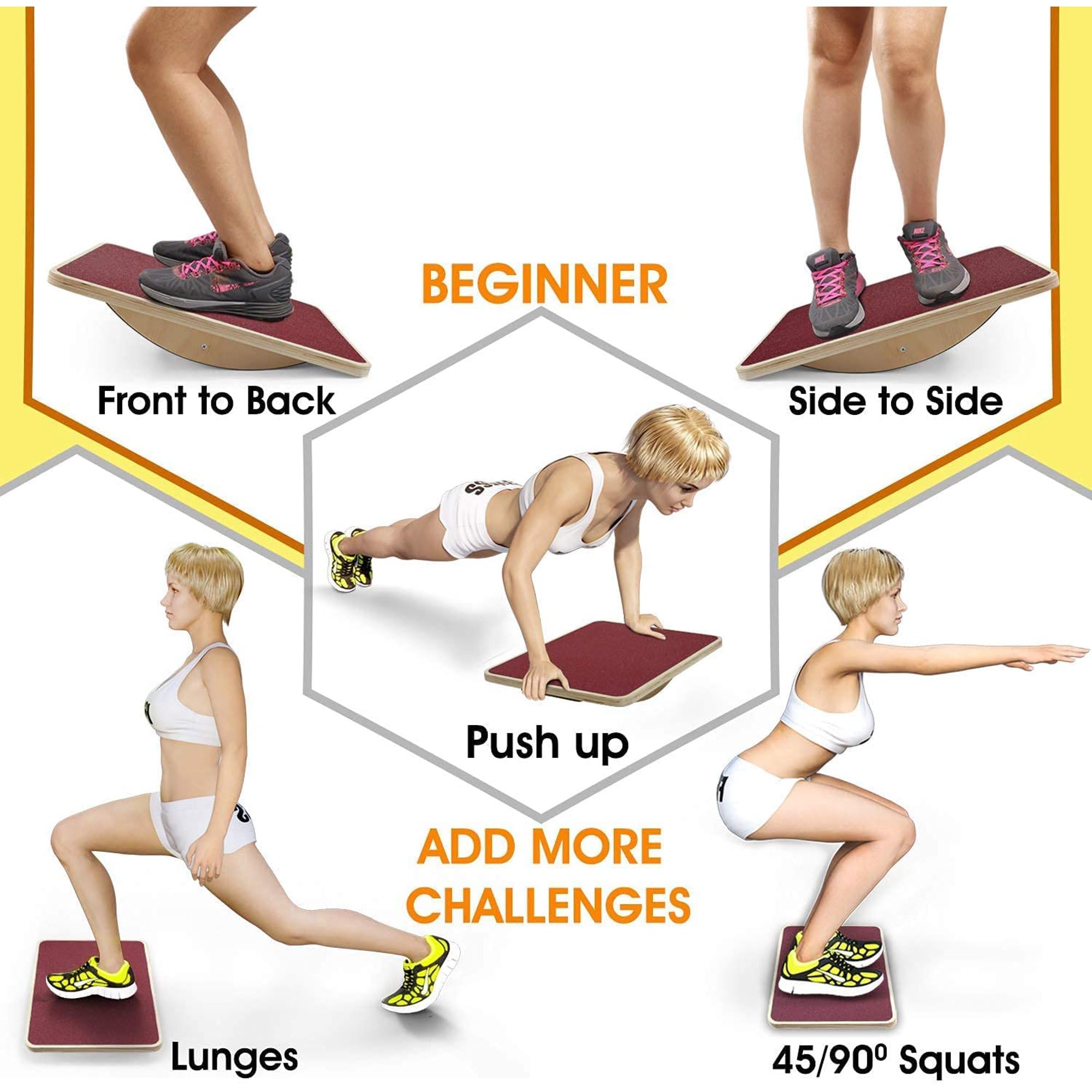 Yes4All Planche d'équilibre oscillante en plastique 40 cm, surface oscillante pour renforcement musculaire et entraînement à domicile