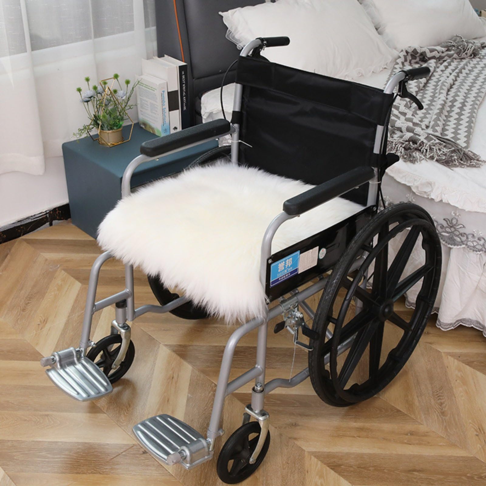 Sheepskin Seat Cushion - Wheelchair Sheepskin Mat Pad Chair Cover Wool Seat Cushion Pad Sheep Skin Cushion Cover for Ultimate Comfort