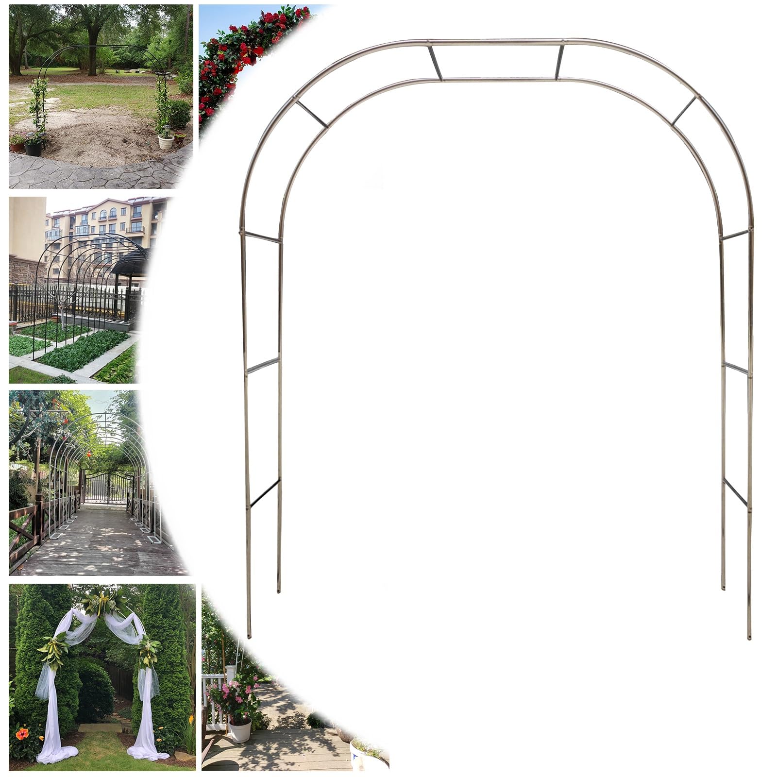 Arco da matrimonio in metallo per rose rampicanti, traliccio da giardino in acciaio, altezza 230 cm, 2,8 x 2,4 m / 9.2x7.9ft, decorazione per cerimonie all'aperto, arco floreale durevole per eventi