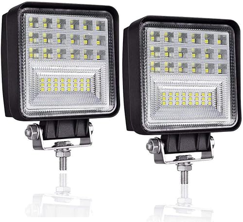 WINBANG Luces LED de trabajo para camión tractor, 4 pulgadas, 126 W, luces LED cuadradas, 12 V 24 V, impermeable, barra de luz todoterreno para