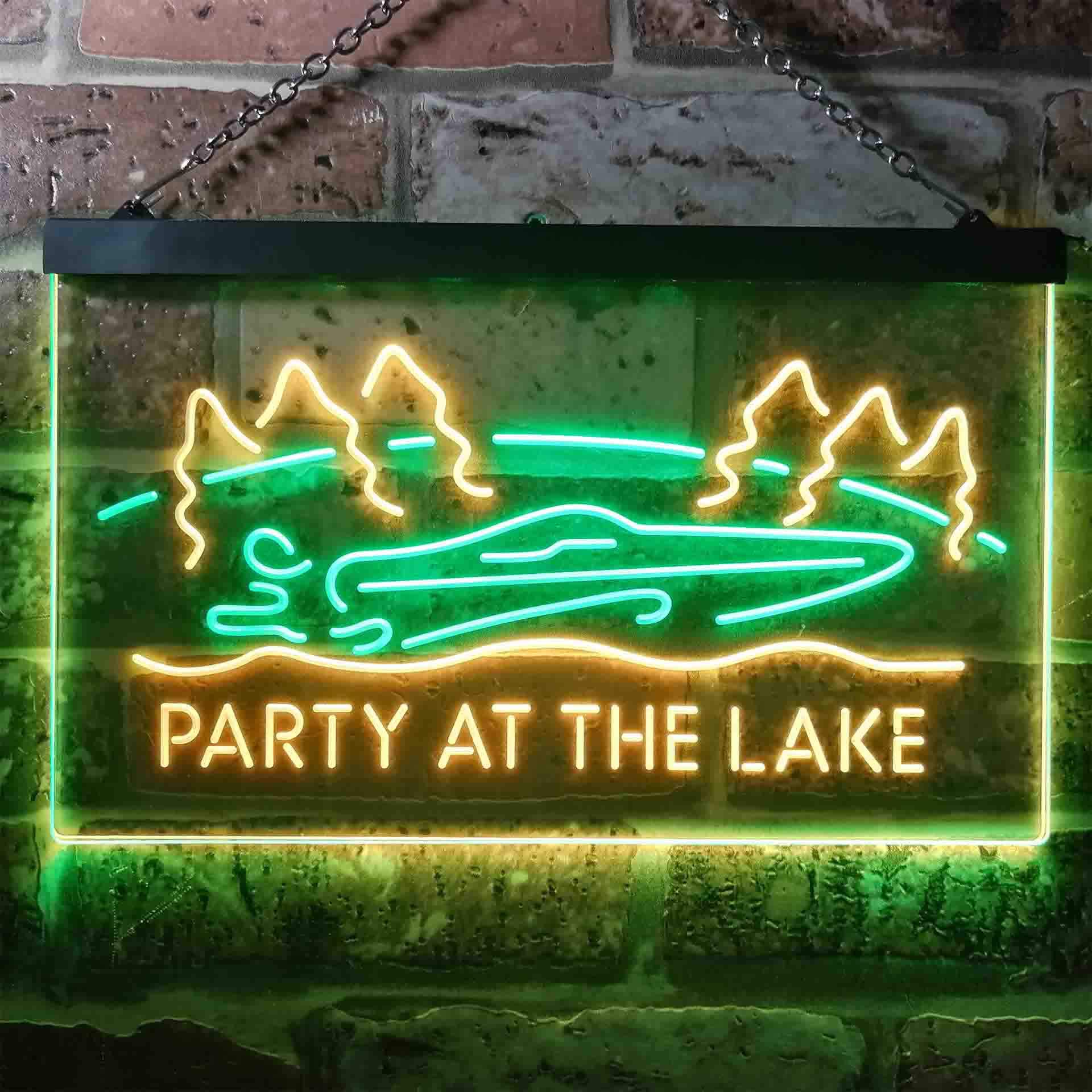 Party At The Lake Cabin Display Dual Color LED Enseigne Lumineuse