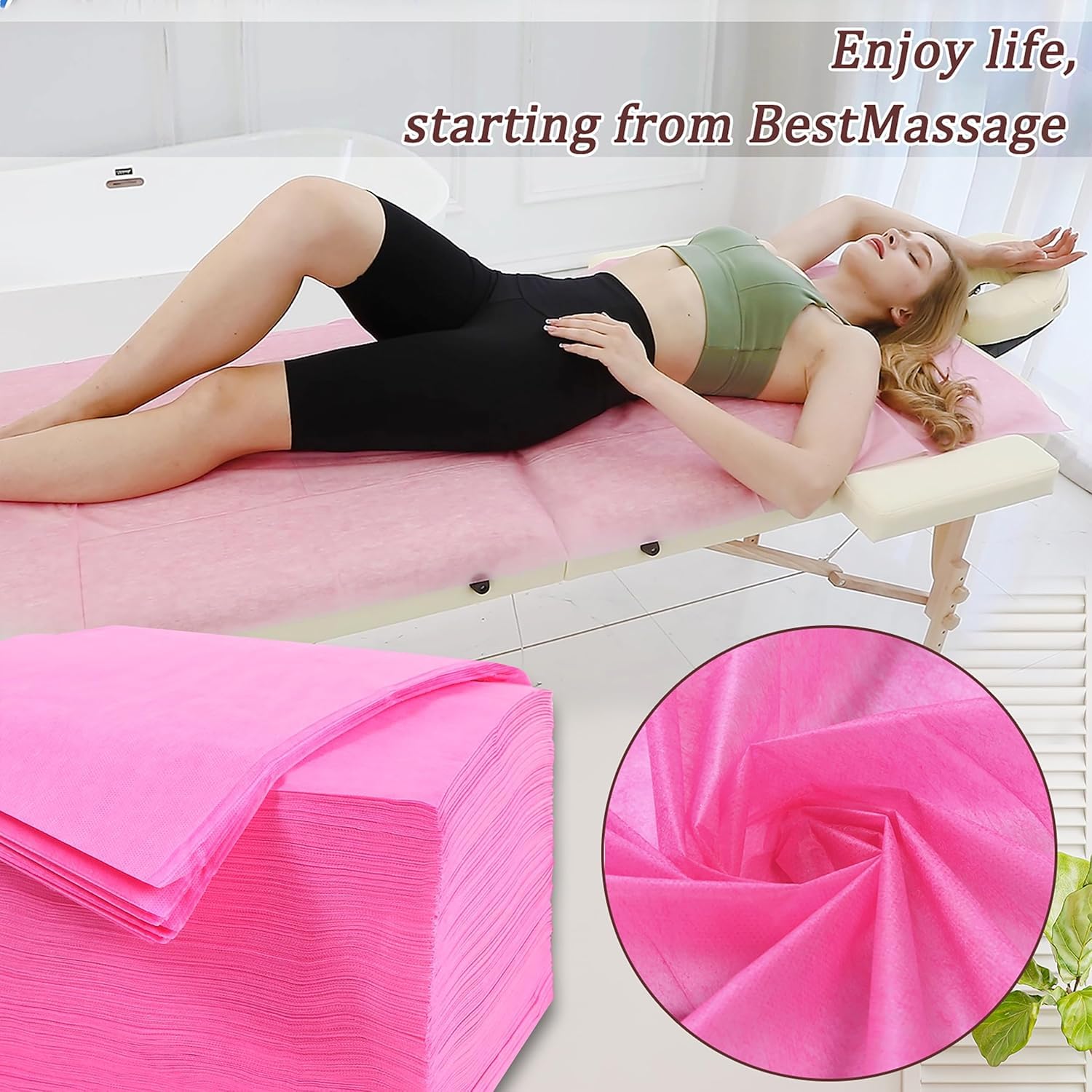 NEWFUN Sabanas Desechables Camilla Masaje，100pcs Sábanas Para Camillas No Tejidas，Sábana de Masaje Suave no Tejida，180x80cm，Adecuado Para Salones de Belleza，Spas，Masajes，Hoteles， Salones de Tatuaje