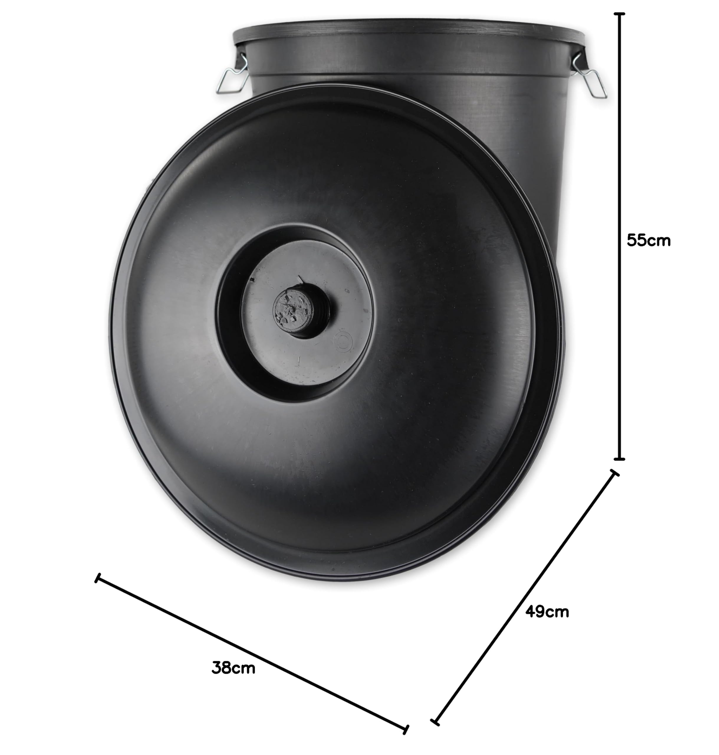 Pamex Poubelle avec couvercle Capacité : 100 litres. Spécial extérieur 100 litros Noir