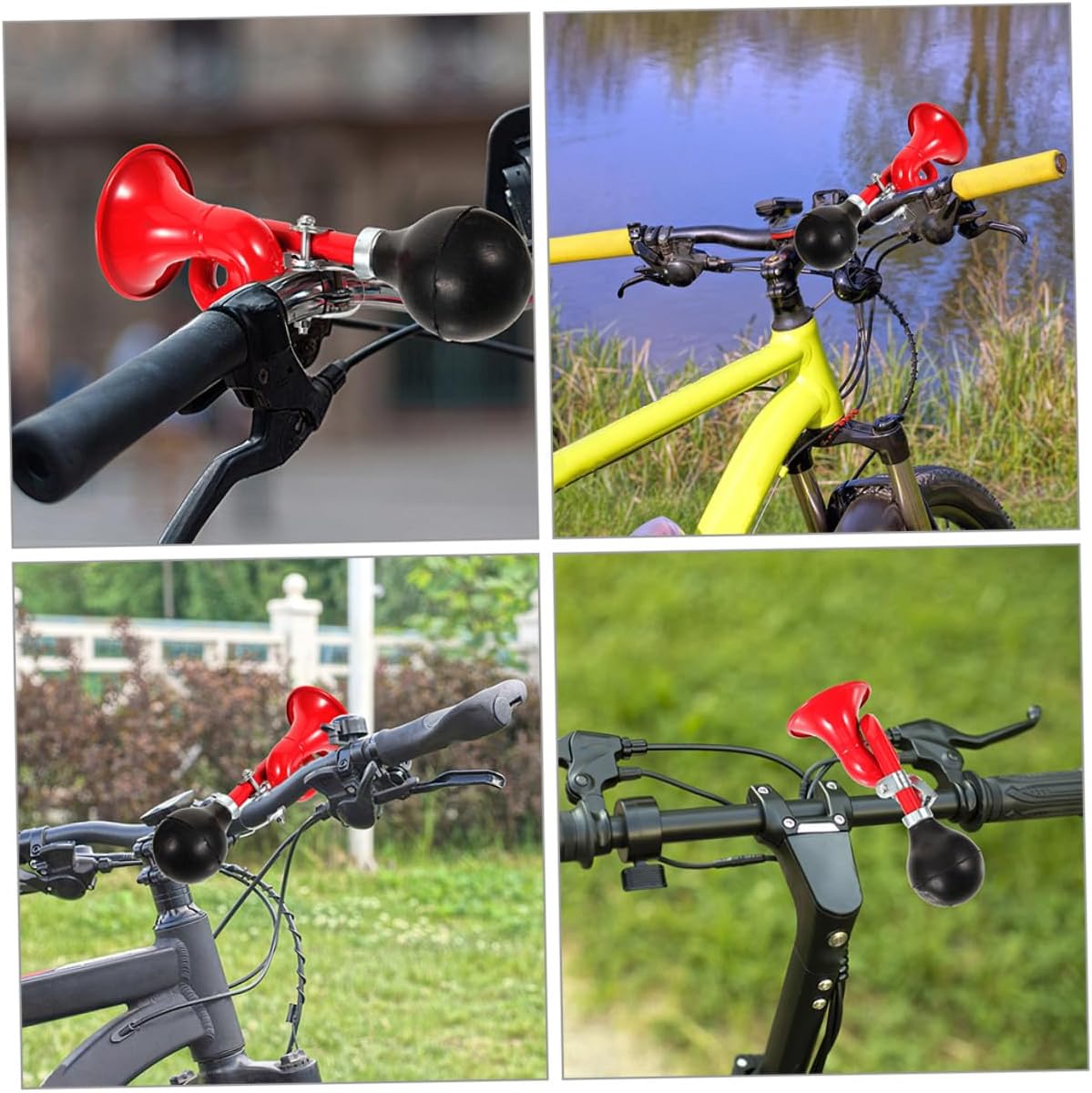 2pcs Retro Bicycle Horns Professional Handlebar Bugle Horns for Mountain and Road Bikes in Red and Silver Cycling Accessories for Adult Riders