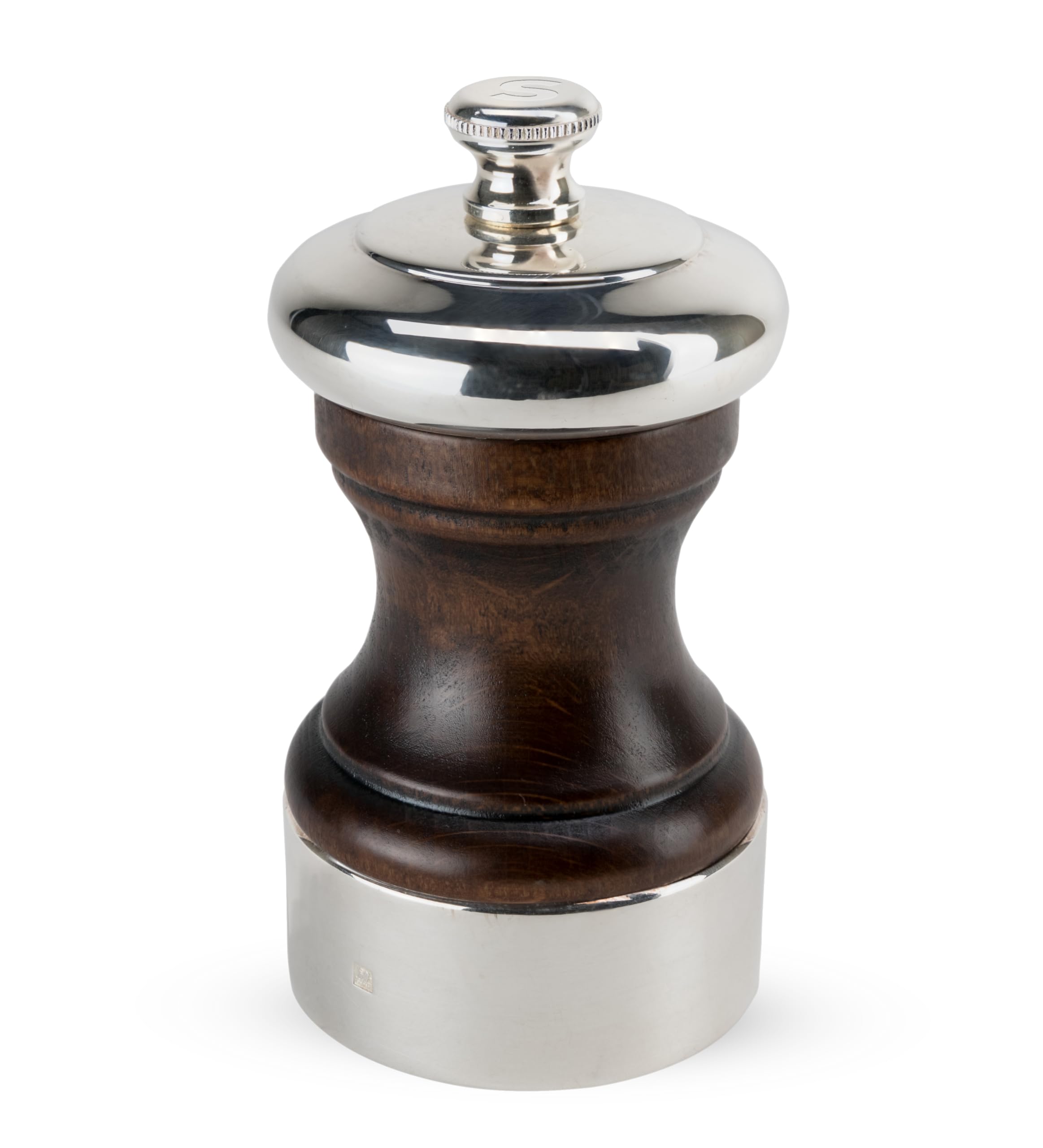 PEUGEOT - Salzmühle Palace 10 cm - Klassische Mahlgradeinstellung - Patiniertes Holz & Versilbertes Metall - Französiches Know-How - Antiquaire-Finish