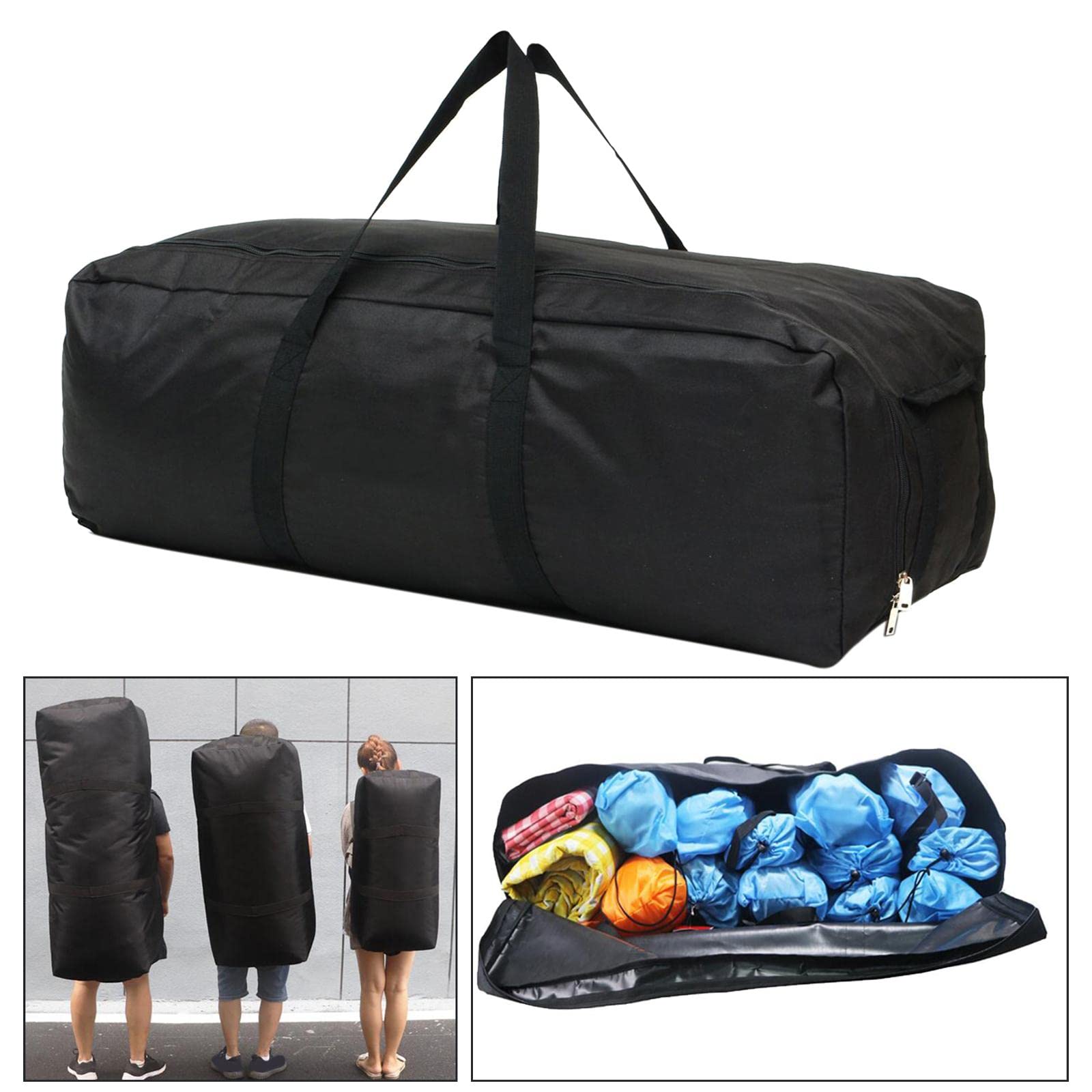 Borsone impermeabile grande per sport, palestra, viaggi, all'aperto, 55 l, nero, Nero, 100 l, 100L, come descrizione
