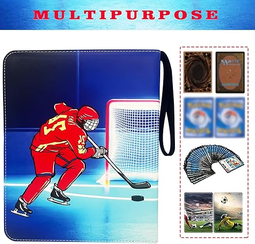 Miniatura 10 de Carpeta de tarjetas de hockey con 900 bolsillos, para coleccionistas de tarjetas, 9 bolsillos con 50 fundas extraíbles para tarjetas de hockey y
