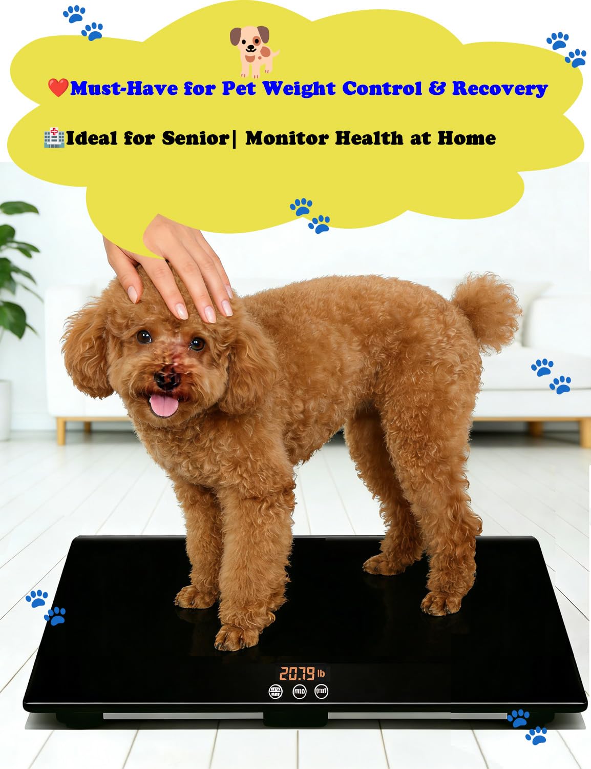 ONE-MI Báscula para perros para razas grandes, báscula digital postal de 220 libras para perros veterinarios, precisión ± 0.2 libras, plataforma de vidrio templado para animales, paquetes de equipaje
