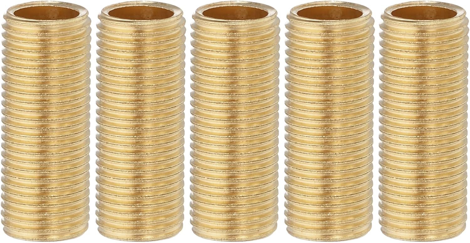 PATIKIL 1/8IP Standard Thread Brass Lamp Pipe Nipple, 10 Pcs 75mm/ 3" Length Hollow Tube Adapter Coupler Connector Pipe Fitting Hardware DIY Repair Part for Lamp Lights