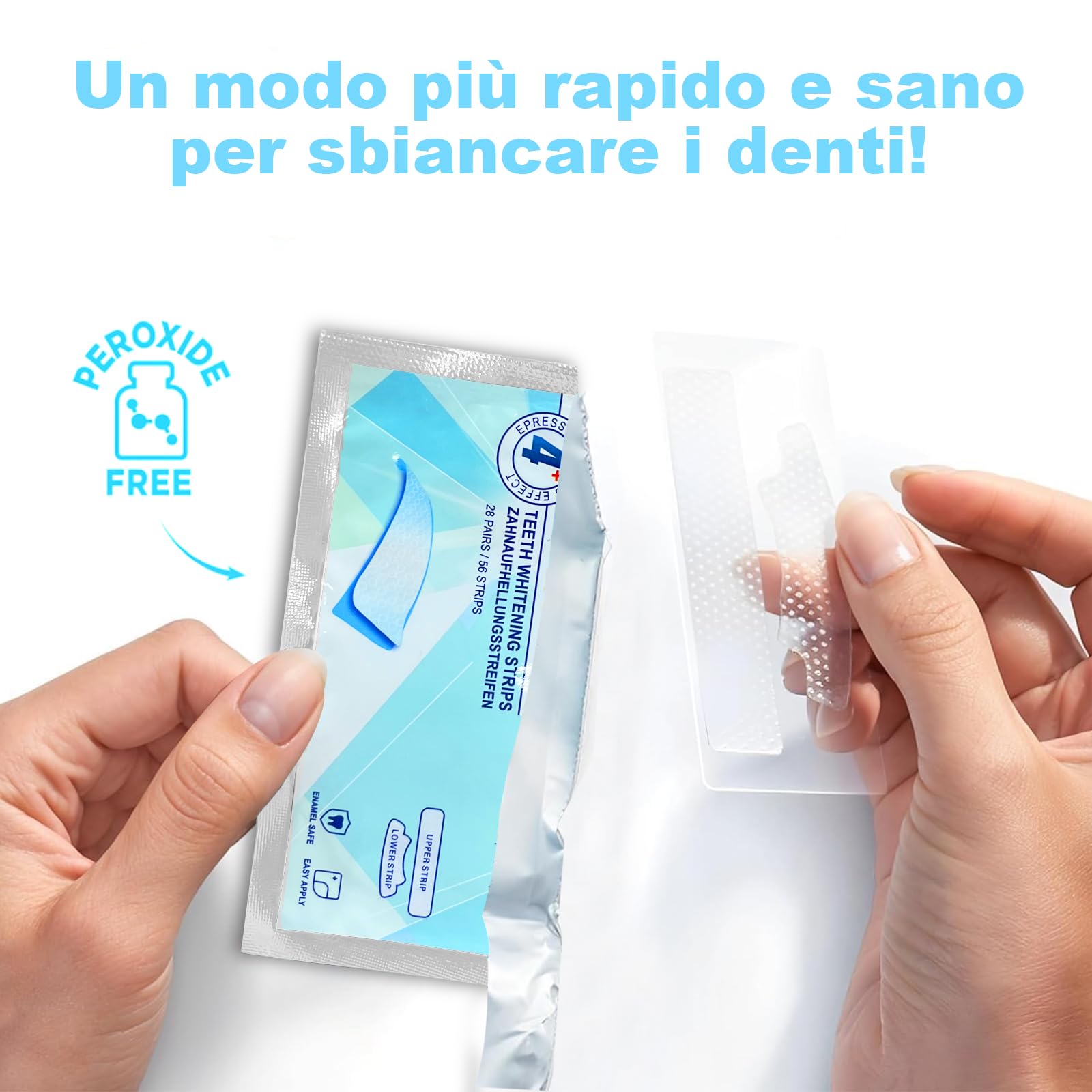 SURFOU Sbiancante Denti 56 Pezzi,Teeth Whitening Strips,Sbiancamento Rapido e Delicato – Senza Perossido,per Denti Sensibili, al Gusto Menta