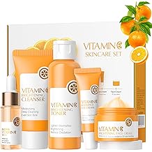 Ensemble de soins de la peau, ensembles et kits de soins de la peau, ensemble de soins de la peau cor&eacute;en, kit facial, nettoyant &agrave; la vitamine C, toner, s&eacute;rum, cr&egrave;me pour les yeux et cr&egrave;me pour le visage, kit facial pour une peau &eacute;clatante pour femmes 5 pi&egrave;ces