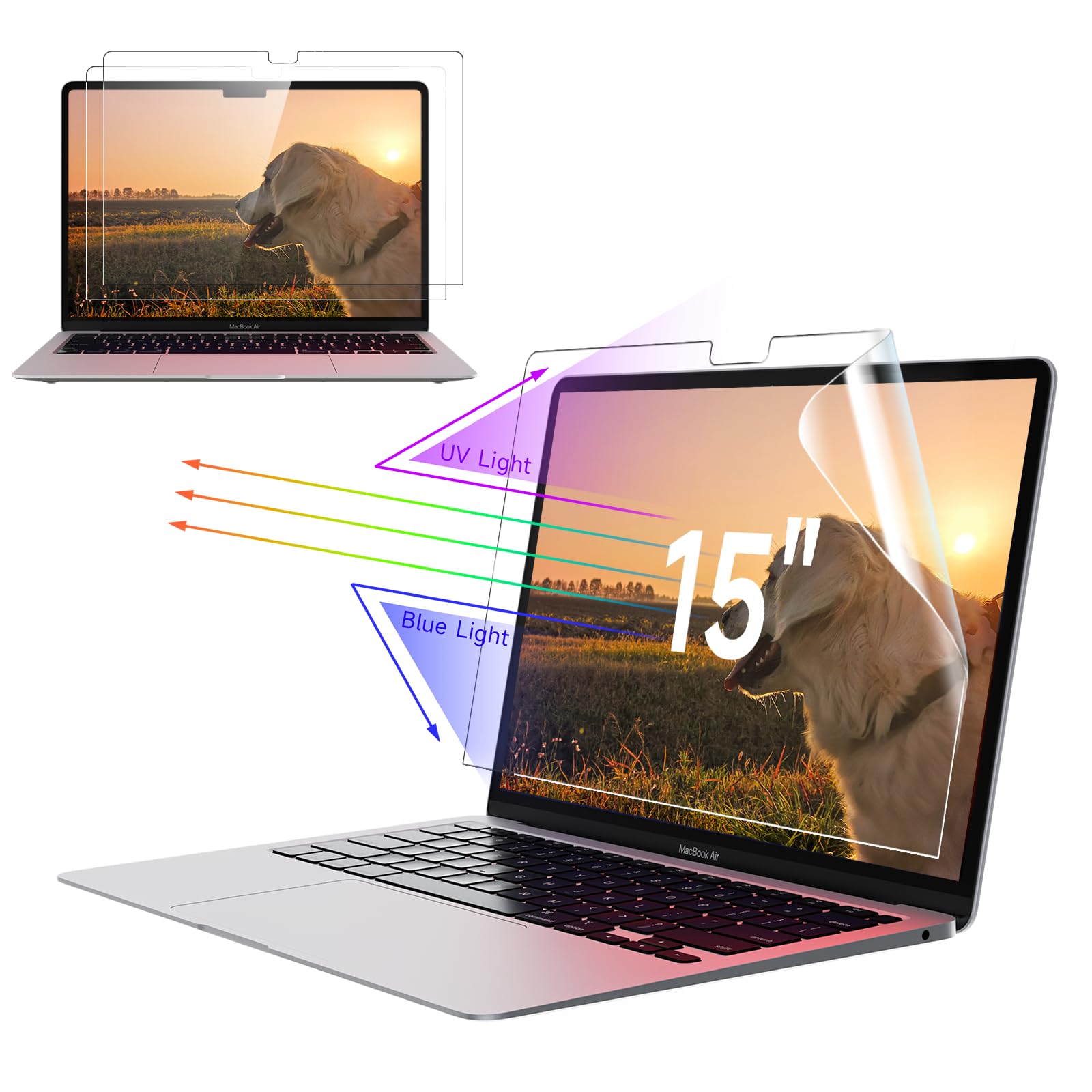 IPROKKO 2Pack Blue Light Screen Protector for MacBook Air 15 Inch 2023-2026