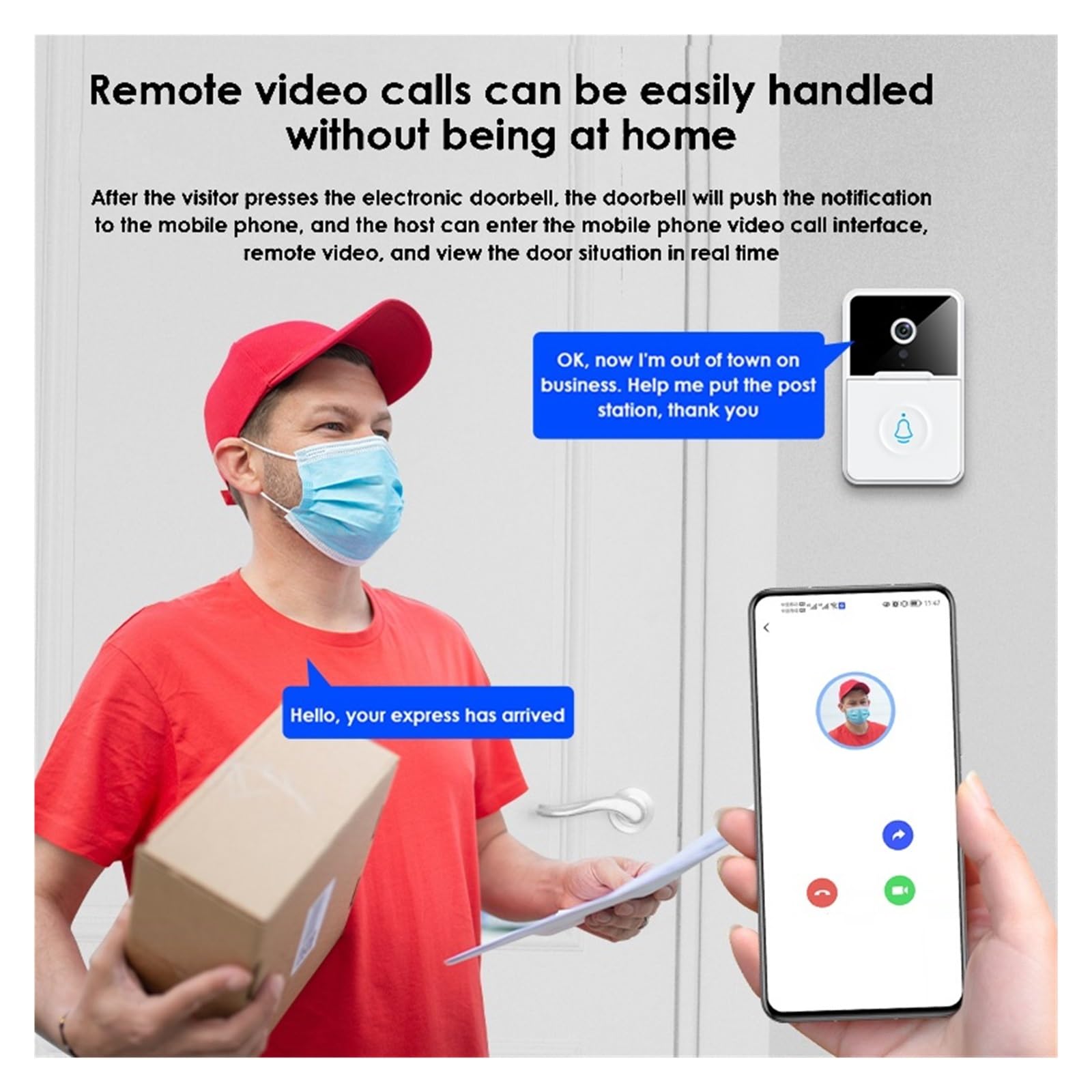 HD High Resolution Visual Smart Security Doorbell Camera Bezprzewodowy Dzwonek Wideo Z IR Night Vision Dwukierunkowy Domofon WyraźNy Wyświetlacz Ochrona Każdą Pogodę(2 sets)