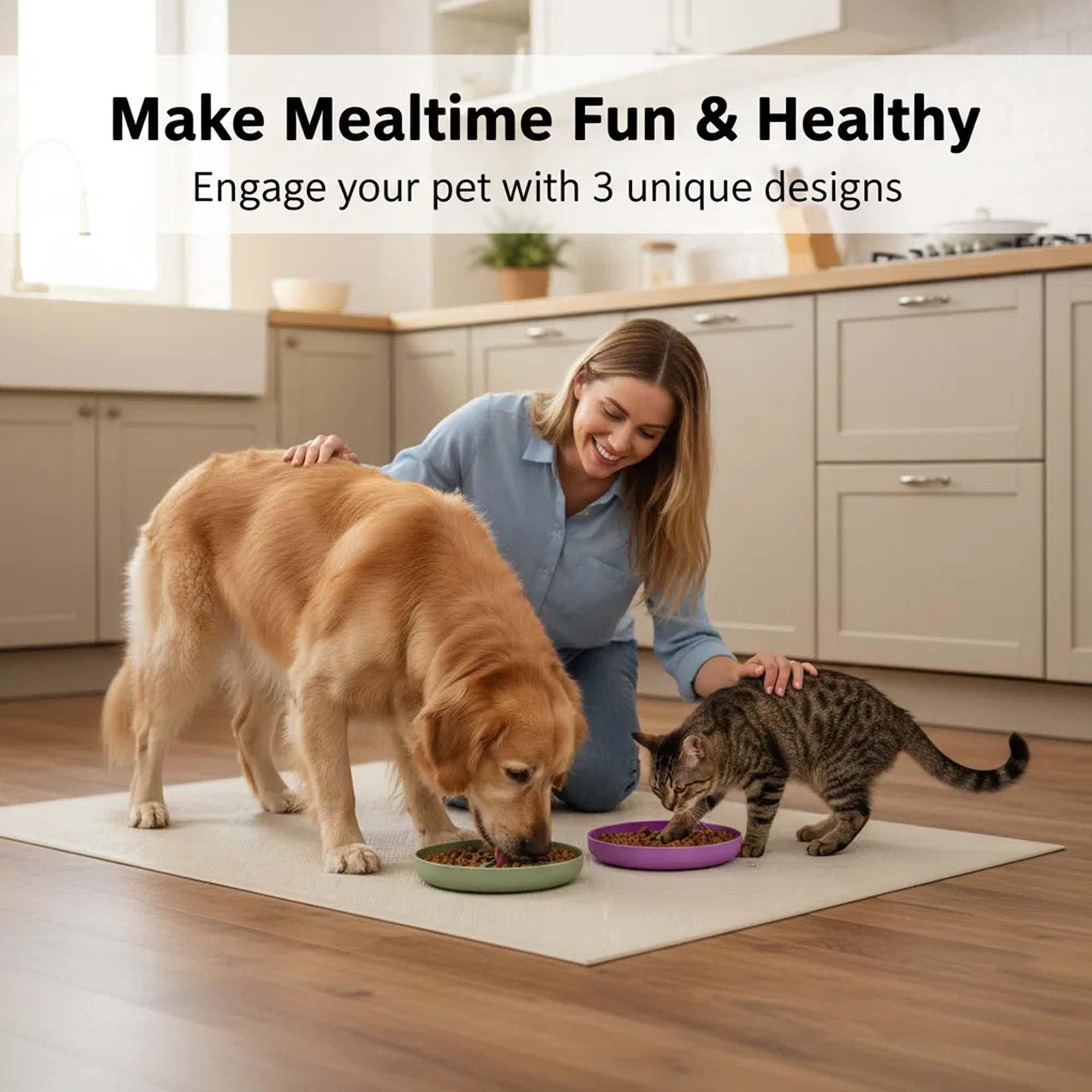 Set di 3 ciotole per cani con alimentazione lenta, ciotola per gatti e cibo per animali domestici, design anti-inghiottito per cani e gatti, antiscivolo, riduce il soffocamento e migliora la