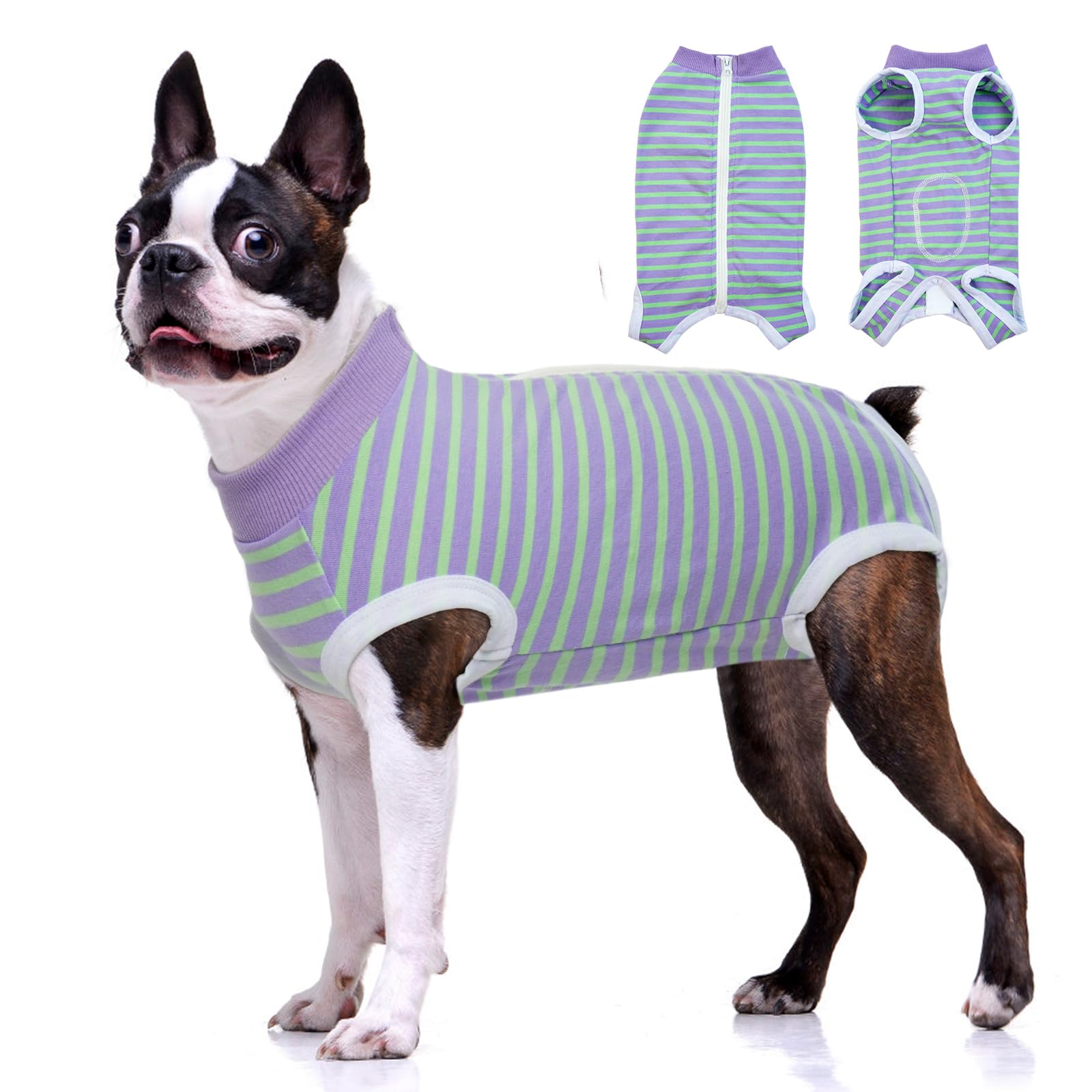 BRKURLEG Dog Recovery Suit for Small Medium Dogs, Purple Stripes XXL