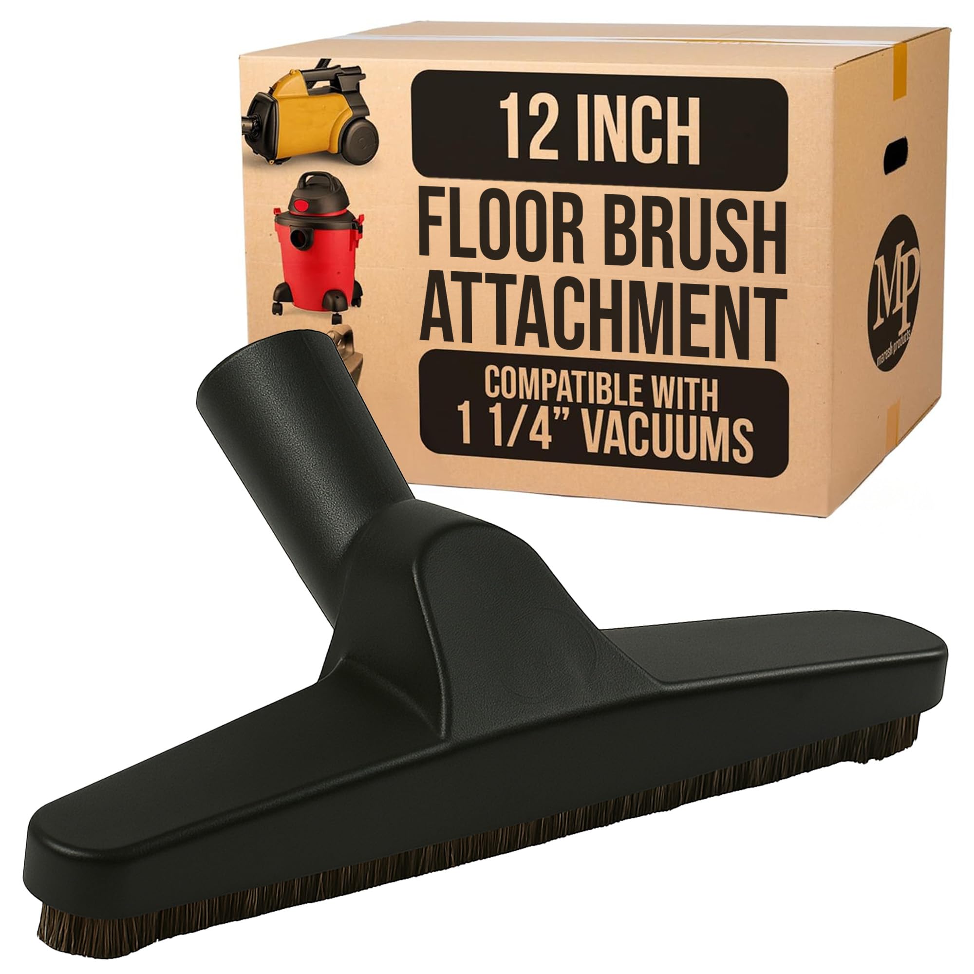 MP Maresh Products Compatible with Shop Vac 1-1/4" Vacuum Cleaners Floor Brush Vacuum Attachment for Wet Dry Shop Vacuums Ideal for Bare Floors and Walls - Durable Efficient Cleaning Tool 12 Inch