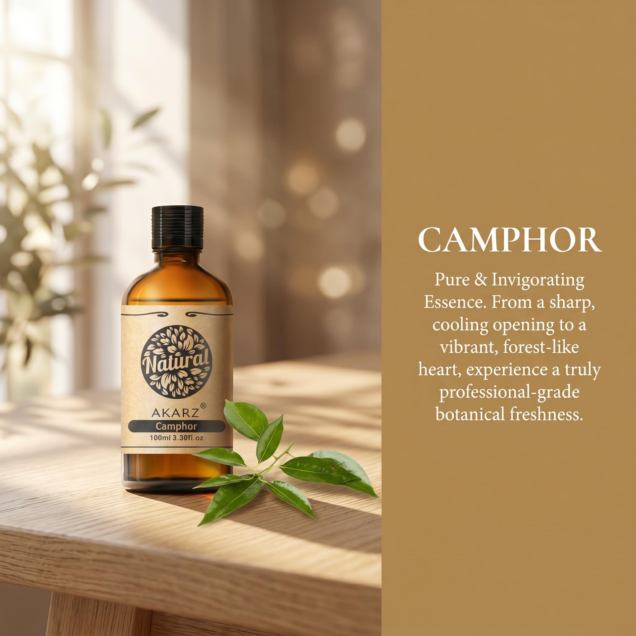 AKARZ 100ml Olejek esencjny z Kamforu - Naturalny olejek aromatyczny do dyfuzorów, lamp aromatycznych i aromatów pomieszczeń