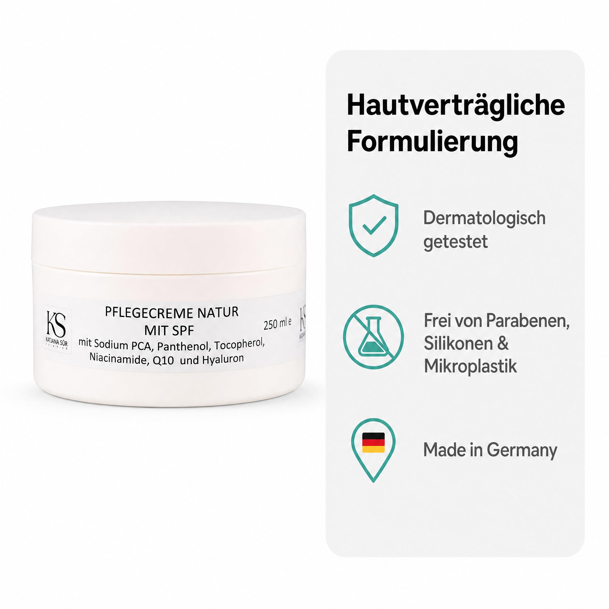 KS Beauty Bio Pflegecreme mit SPF, 250 ml | Feuchtigkeitscreme fürs Gesicht mit Niacinamid, Vitamin E & Aloe Vera – auch für empfindliche Haut geeignet