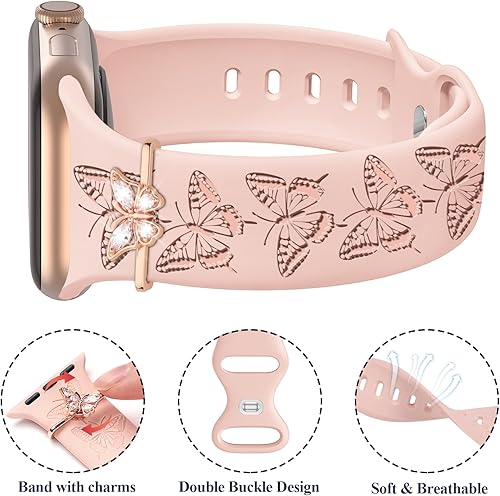 Miniatura 3 de Paquete de 4 correas de silicona grabadas compatibles con Apple Watch de 1.575 pulgadas, 1.496 pulgadas, 1.614 pulgadas, 1.654 pulgadas, 1.732