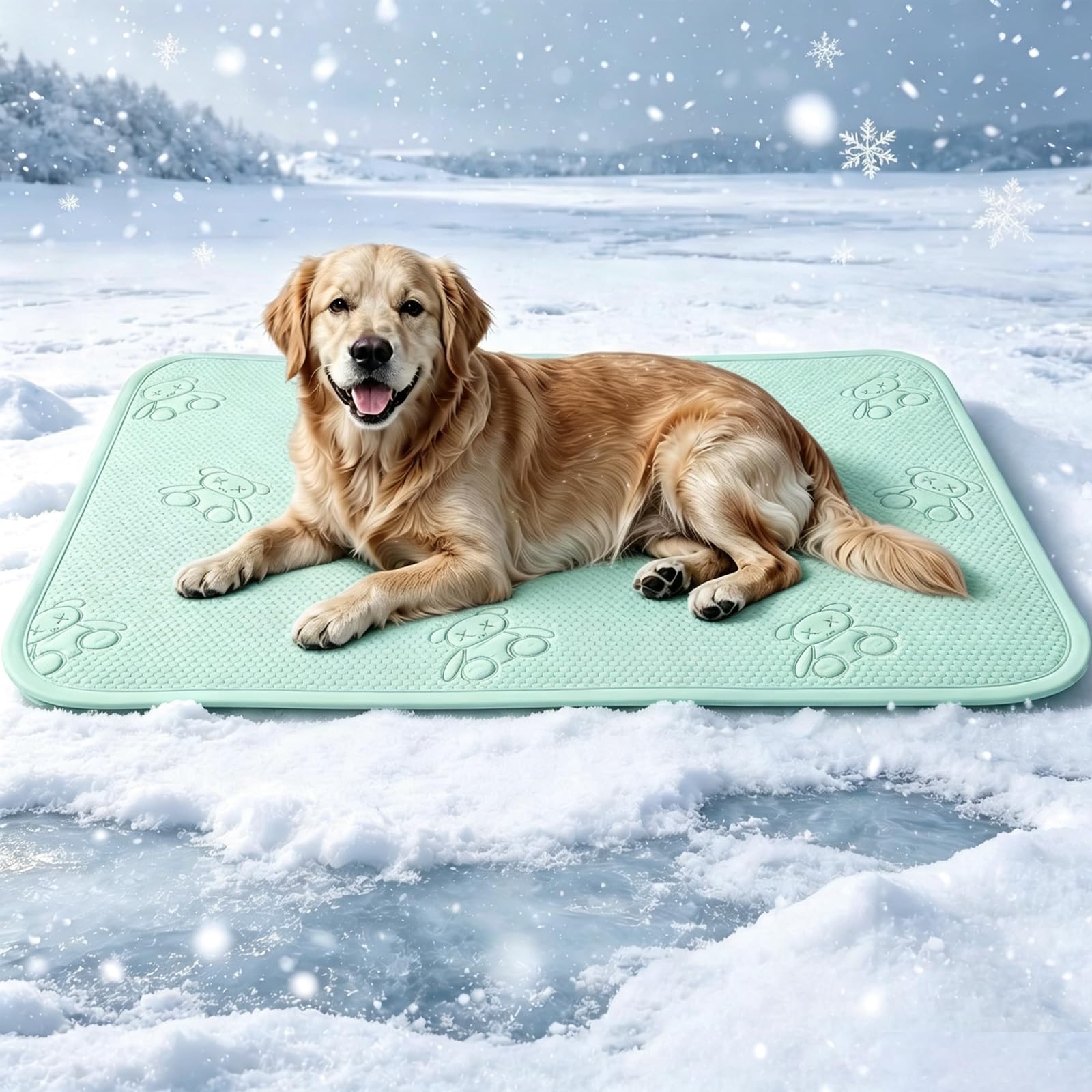 YOFANG Tapis de refroidissement pour chien Q-Max > 0,4 cm - Vert - 200 x | Tapis double surface cool et doux pour chien, résistant aux rayures, lavable en machine, pour toutes les saisons en intérieur