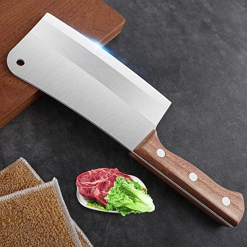 ONDIAN Cuchilla de carne - Picadora de carne resistente - Cuchillo de carnicero de acero inoxidable de alto carbono - Cuchillo de cortar de cocina -