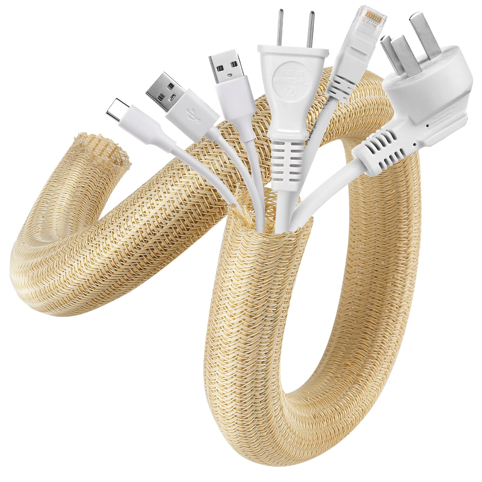 AGPTEK Cable Sleeve 2 Pack 5ft - 1 2 Inch Cable Management Desk Cord Cover Organizer Wire Hider