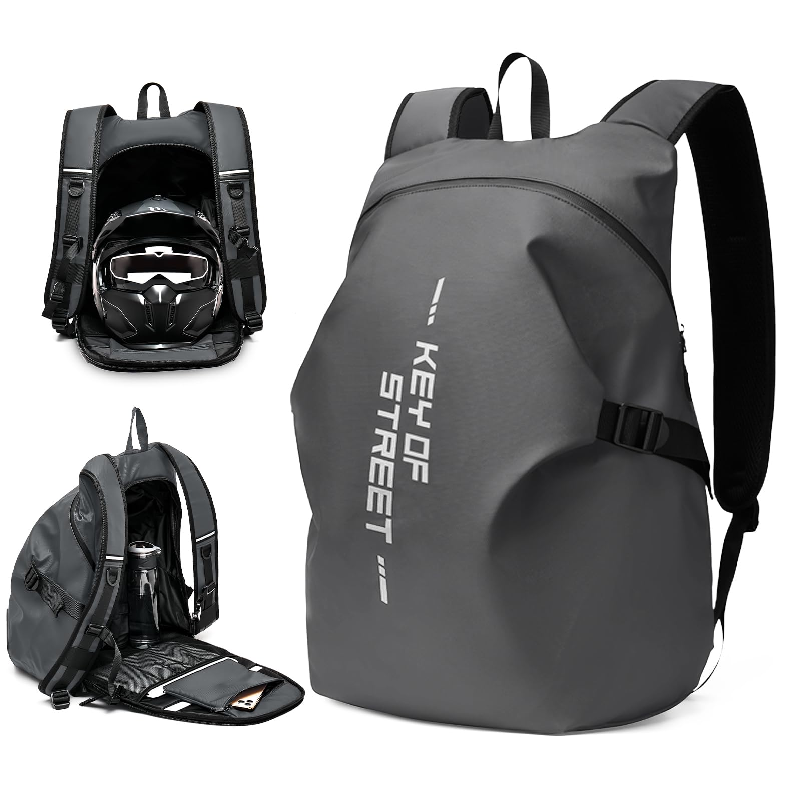 WEPLAN Zaino per Casco Uomo Donna Zaino da Moto Zaino Portacasco da Moto Borsa Porta Casco Moto Impermeabile Zaino da Portacasco Cinturino per Casco da Moto Borsa Porta Casco Moto,Grigio