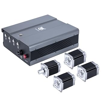 FoxAlien NEMA23 Stepper Motors Upgrade Kit for Masuter 3, 4PCS 57-76 Open-Loop Motors with DM542 Drivers Controller Box, Drag Chain Cable for Masuter 3 CNC Router Machine Milling Engraving