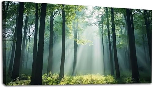 Miniatura 12 de 24"x 48" Canvas Wall Art Mountain Rustic Lake Landscape Nature Forest Scenery Vintage Boat Framed Pictures Painting Prints Large Wall Art for Living