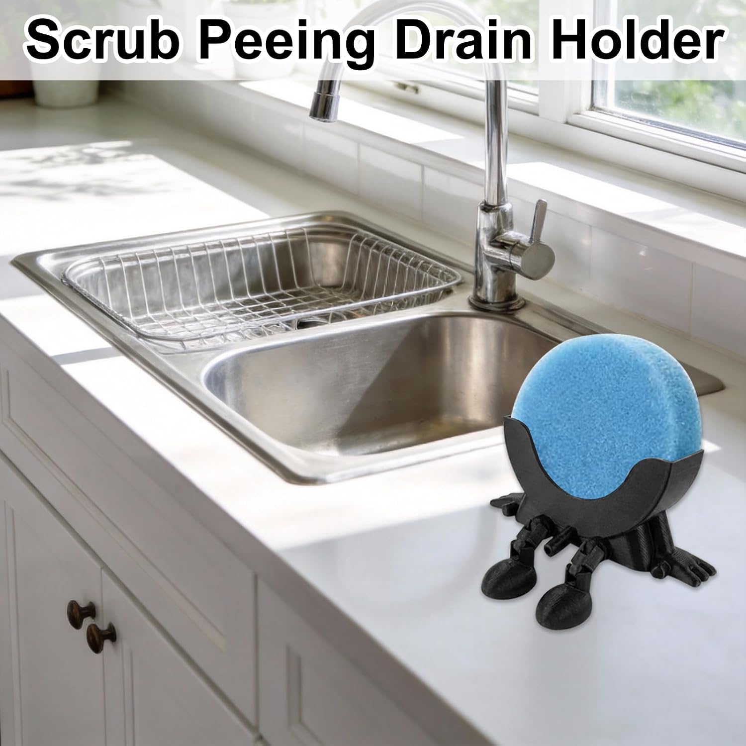 Sponge Peeing Drain Holder, 3D Print Funny Kitchen Sink Holder, Universal Fast Drying Drainage Bathroom Countertop Organizer, Cute Housewarming Gift Suitable for Round Sponges