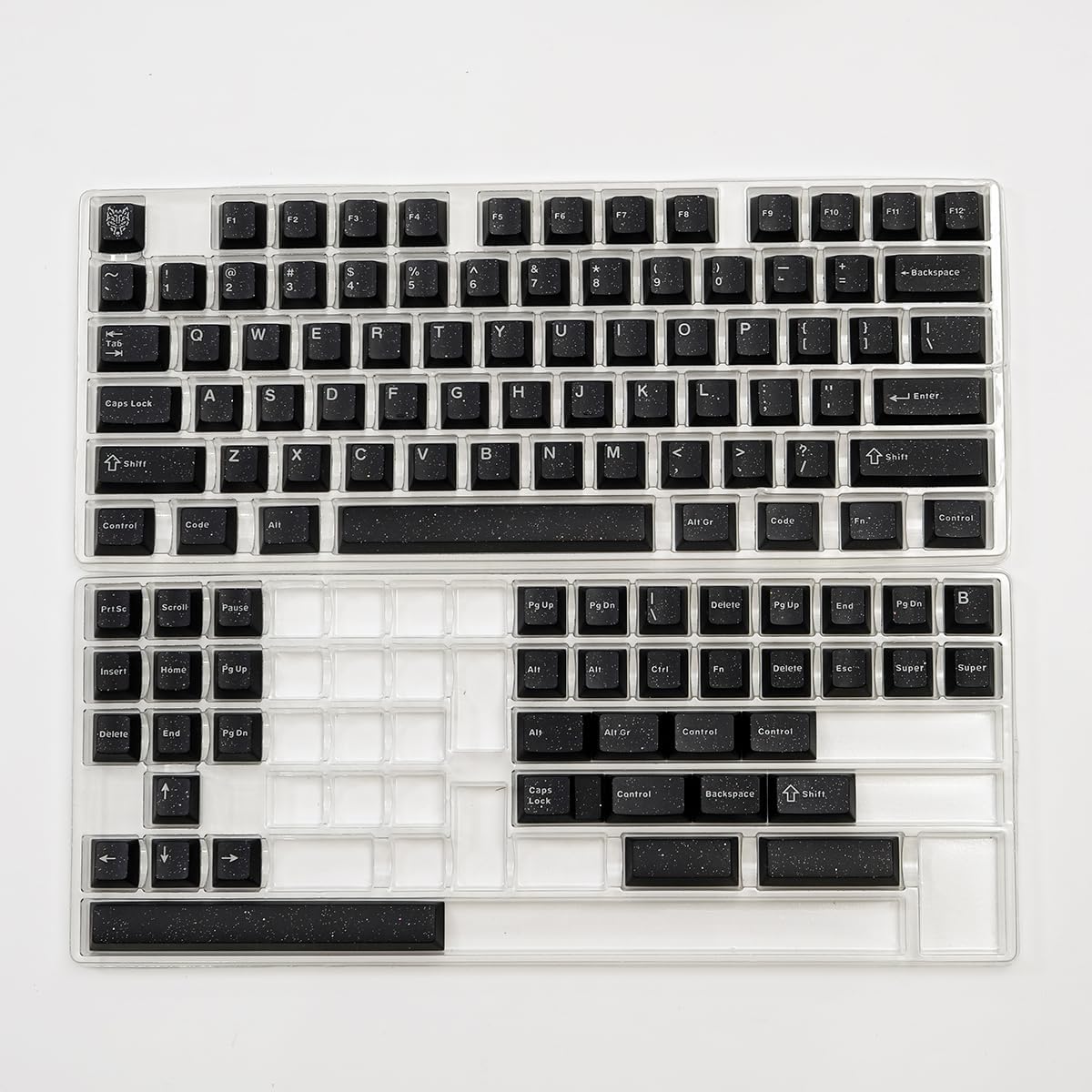 Sumgsn 114 Keys Doubleshot Translucent Keycaps, Glitter Black keycaps, Cherry Profile Keycap Set for 60% 65% 75% Mechanical Keyboard Cherry Mx Switches