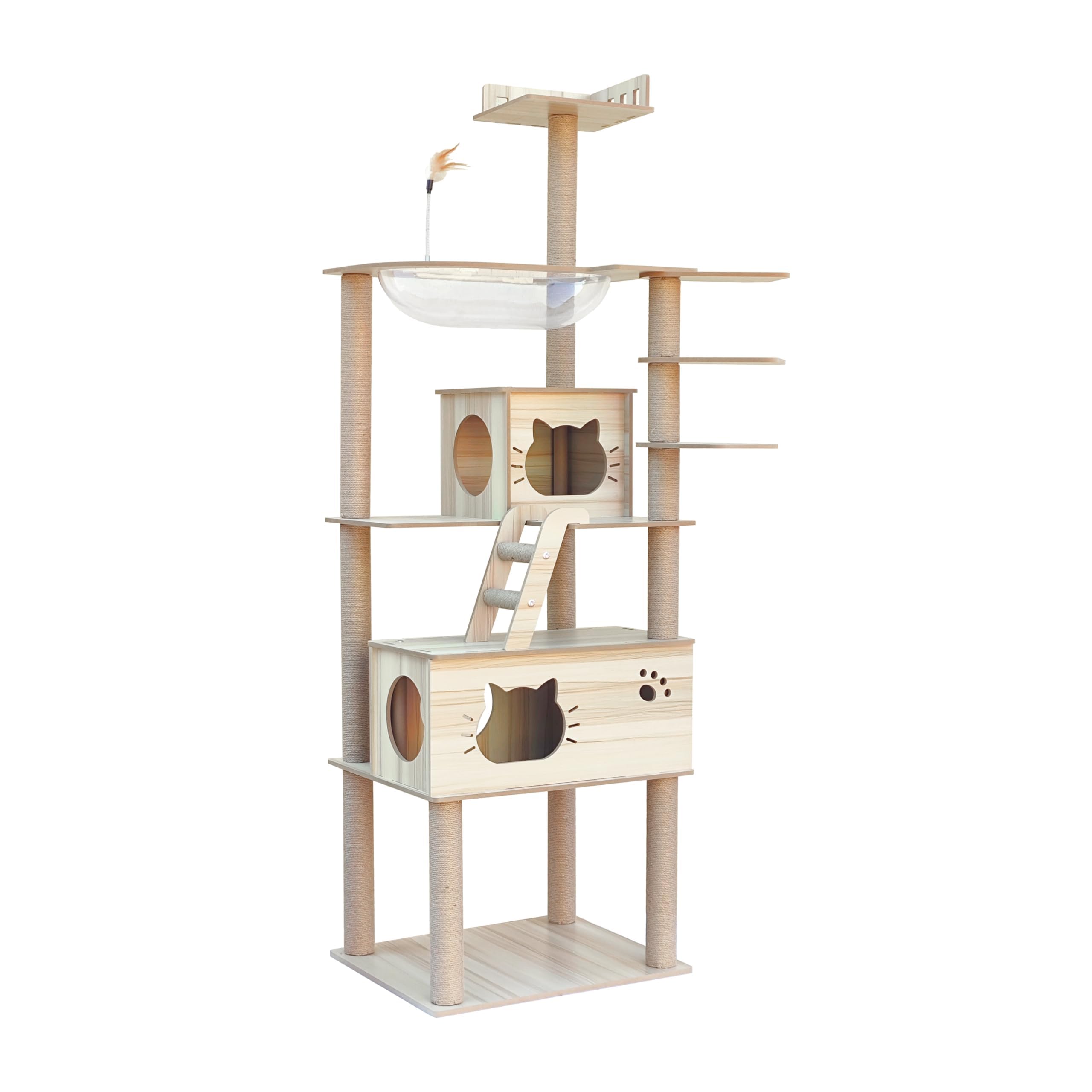 キャットタワー 宇宙船付き 木製 据え置き 爪とぎ 多動飼い 新品未使用 Amazon | 猫家族 キャットタワー 木製 滑り止めマット付 宇宙船