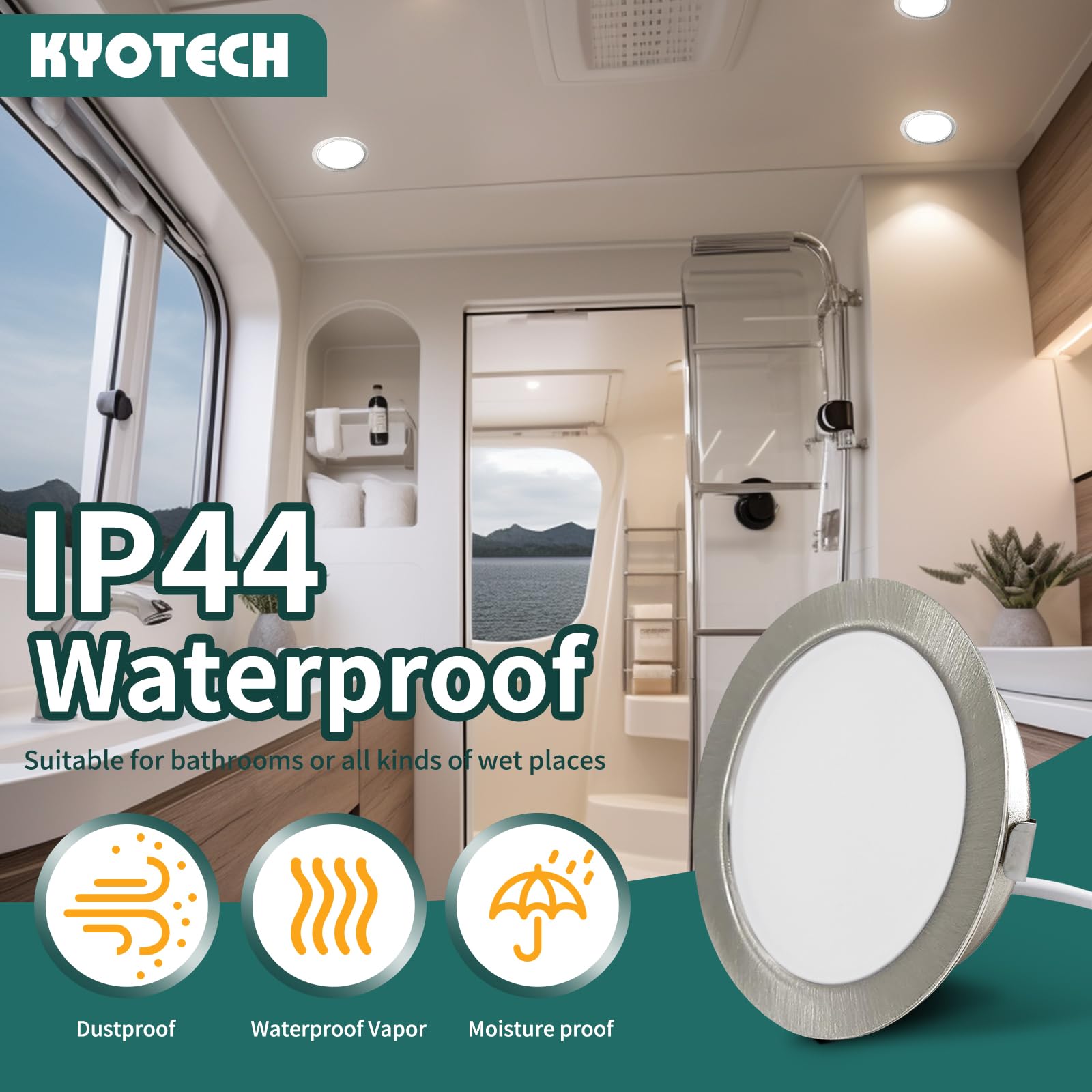 KYOTECH 6x G4 led - Foco para muebles 230V Downlight LED Panel Extraplano Redondo diámetro exterior 65 mm, diámetro de montaje 54-56 mm, 20 mm de grosor