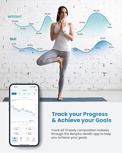 Miniatura 8 de RENPHO Báscula de viaje para peso corporal, mini báscula de baño para grasa corporal, báscula de peso portátil para viajar con estuche de