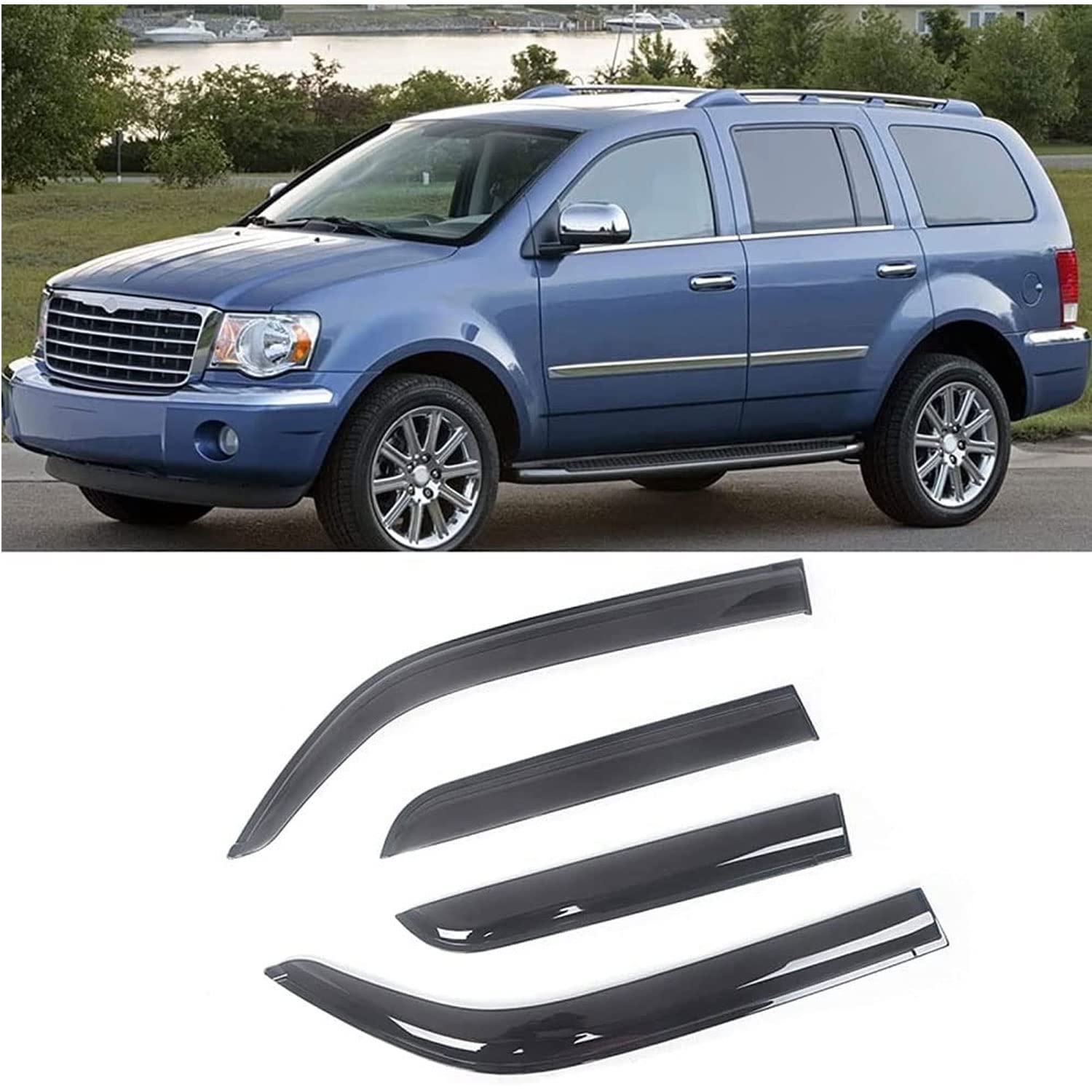 4Pcs Deflettori del Vento Auto per Chrysler Aspen 2007-2010, Parapioggia Per Finestrino Laterale Visiera Deflettore Pioggia/Vento Scudo Protezione Guardia Coperture Di Ventilazione