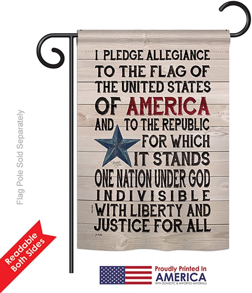 Breeze Decor G161085 Pledge of Allegiance Americana Patriotic Impressions Decorative Vertical Garden Flag 13" x 18.5" Printed In USA Multi-Color