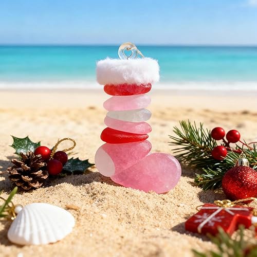 Miniatura 2 de Handmade Sea Glass Christmas Ornament, A Beach-Themed Christmas Decoration Made of Natural Sea Glass and Jute Rope, Perfect for A Special Occasion.