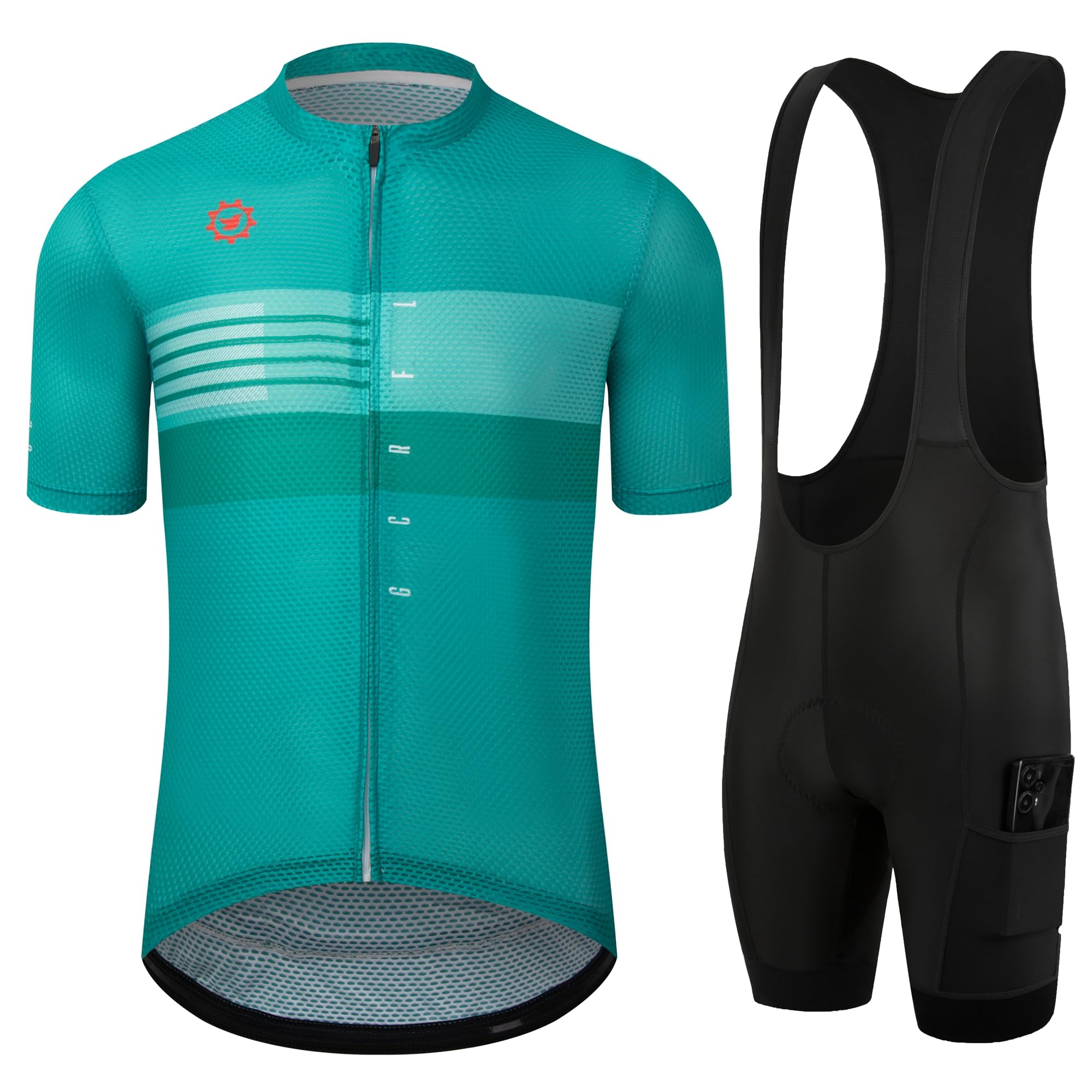 GCRFL Herren Radtrikot-Sets Rennradtrikot Reitshirts Leichte Trägerhose mit Taschen Gepolstert