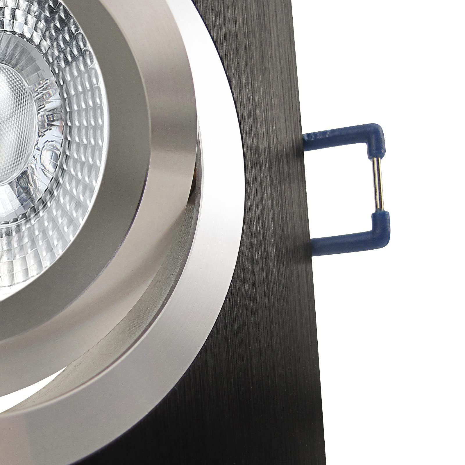 trendlights24 Noble LED Decken Einbaustrahler Schwarz 7W dimmbar 8er Set | Einbauleuchte, eckig, LED Spots, GU10, 50° Abstrahlwinkel, Warmweiß, 3000K, Spot, austauschbar, Deckenspots, schwenkbar