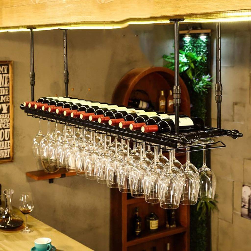 Casier à vin au plafond pour bar de maison, le rangement idéal pour vos soirées entre amis