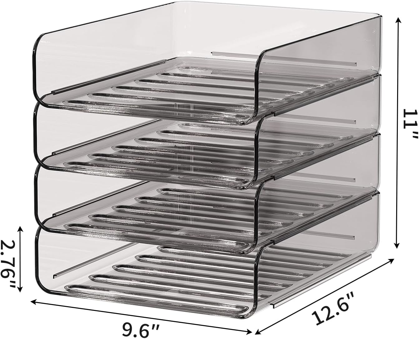 FANXIYQ 4-Tier Acrylic Paper Tray Organizer | Clear Stackable Desk Organizer for Documents, Letters, A4 Paper | Modern Office/Classroom/Home Organization,Brown