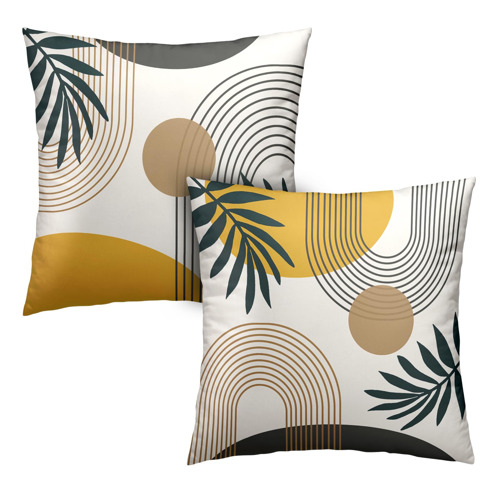 Abstract Boho Pillow Covers 18x18 Set of 2 Mid Century Modern Pillow Covers Minimalist Geometric Green Leaves Throw Pillow Covers Home Decor for Sofa Bed Couch Abstract Geometric 18" x 18" (Pack of 2)
