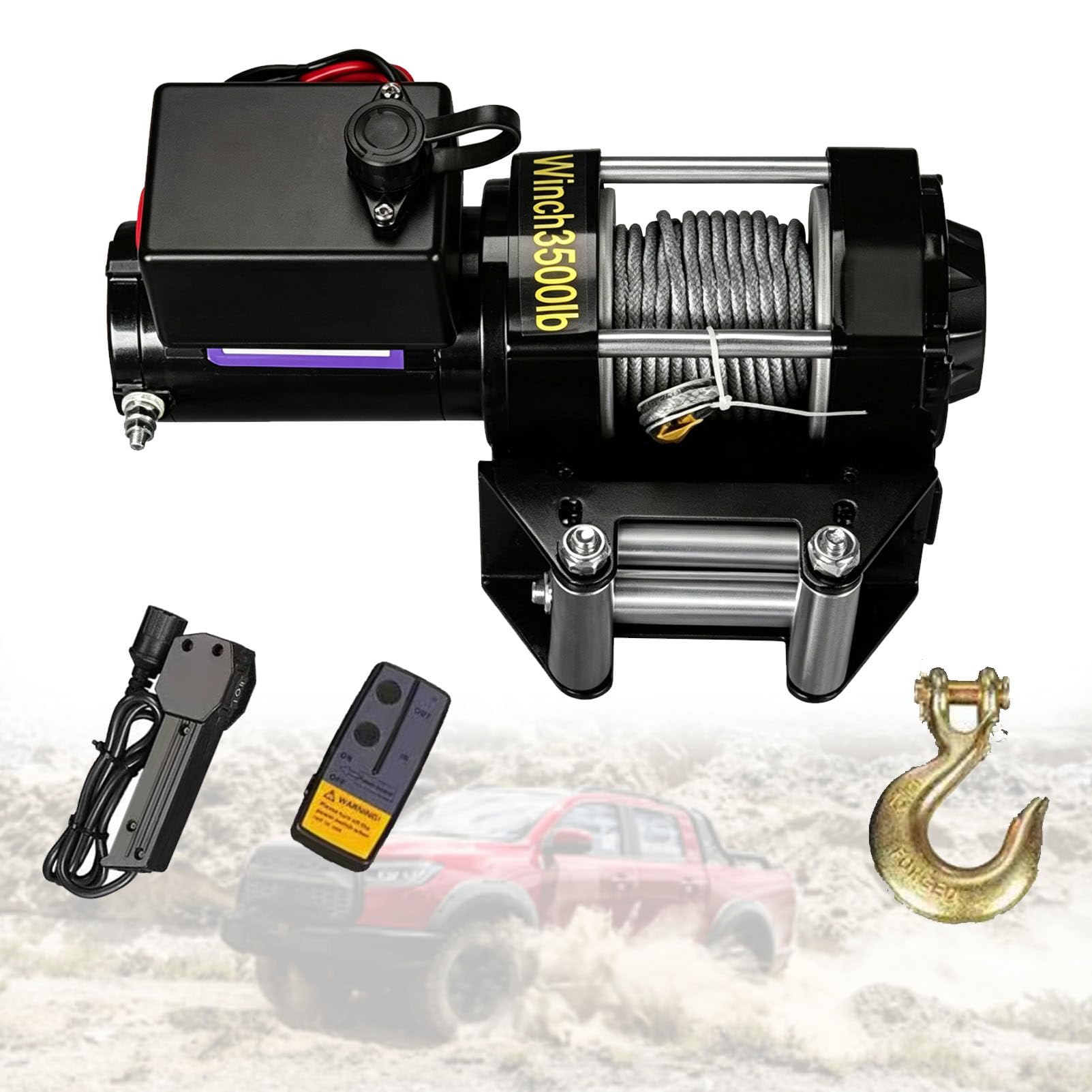 Zowdrix Heavy Duty Electric Winch 4500lbs, Anti-Twist Steel Cable Towing Winch with Wireless Remotes and Corded Control, for Off Road Vehicle Self-Rescue 12V-3500lbs