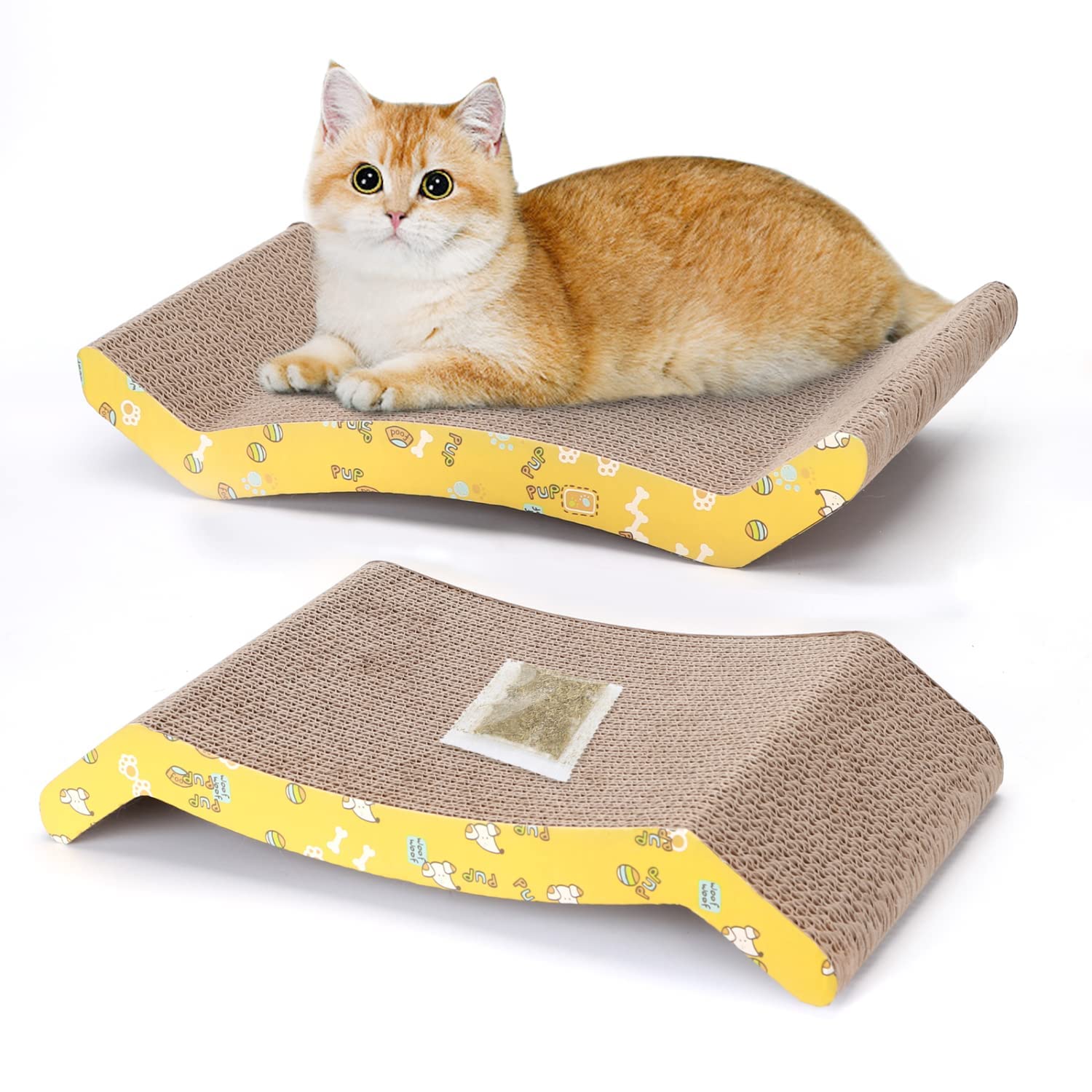 DogTrust Cat Scratch Pad for Indoor Cats, 2 Pack Premium Reversible Scratching Cardboard with Catnip, Recyclable Corrugated Kitty Scratcher Lounge Couch Bed for Furniture Protection, Yellow (B0CCDGQCBD) Amazon Price History, Amazon Price Tracker