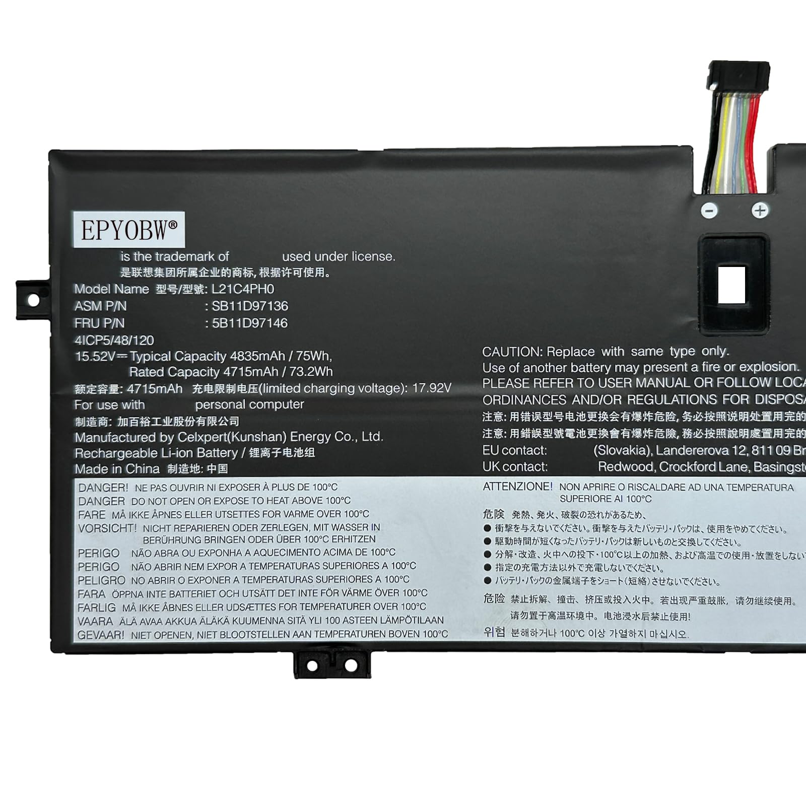 Amazon.com: EPYOBW L21C4PH0 L21D4PH0 Laptop Battery 75Wh 4835mAh 4